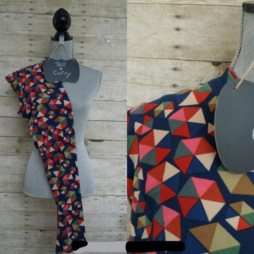 LuLaRoe Leggings Original TC - Pinwheels in Pink, Red, Tan, Green, Blue & Brown